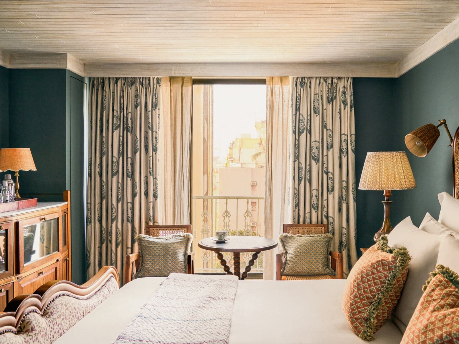 Bedroom and balcony at Soho House Mumbai